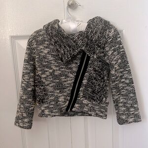 Trendy knitted Black and white zip up jacket for Toddlers, in size 2T.